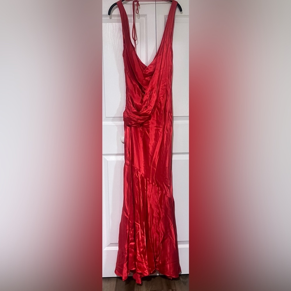 Meshki Ellison Satin Cowl Neck Gown in Red - Picture 4 of 6